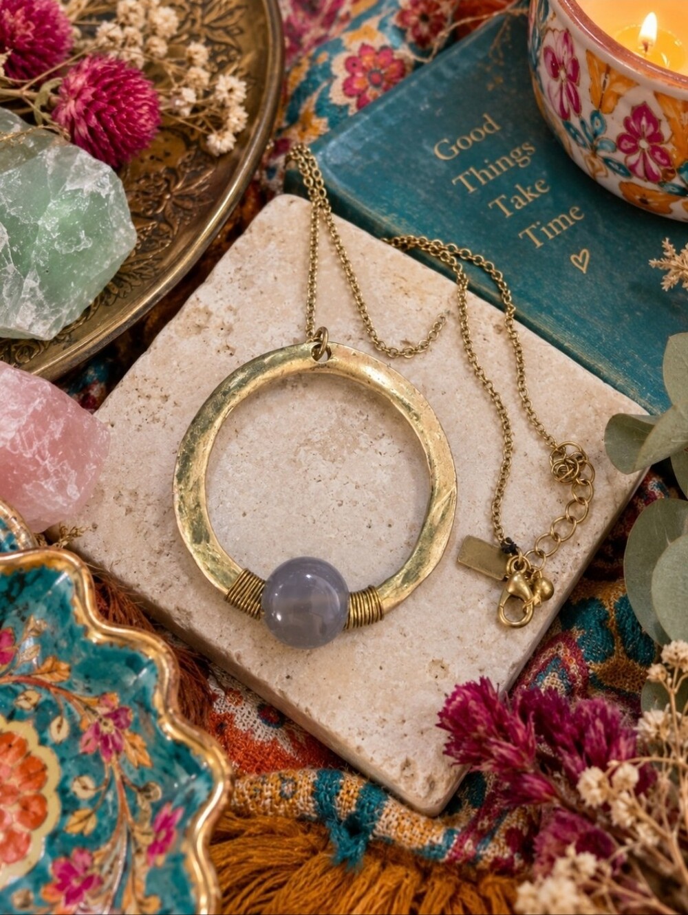4/$15 Boho Statement Pendant Necklace 18" | 70s Witchy Cottagecore Festival